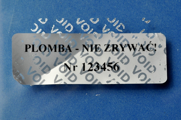 Plomby na srebrnej folii VOID
